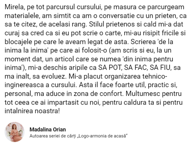 Testimonial Madalina Orian 1