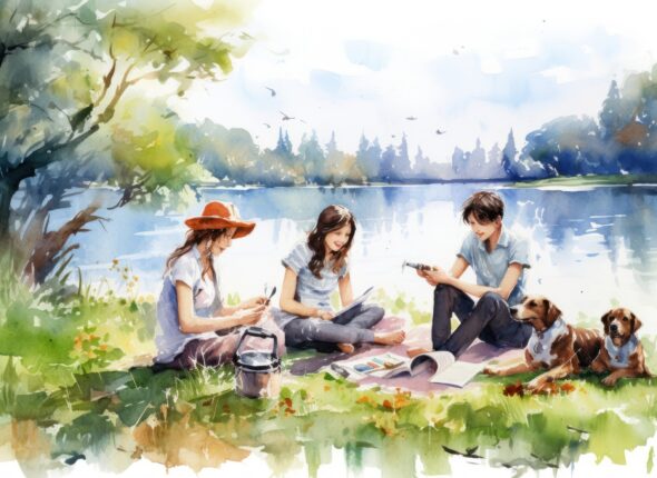 Cursuri 377 Diverse Friends Picnic Near River Outdoors Plant Adult.